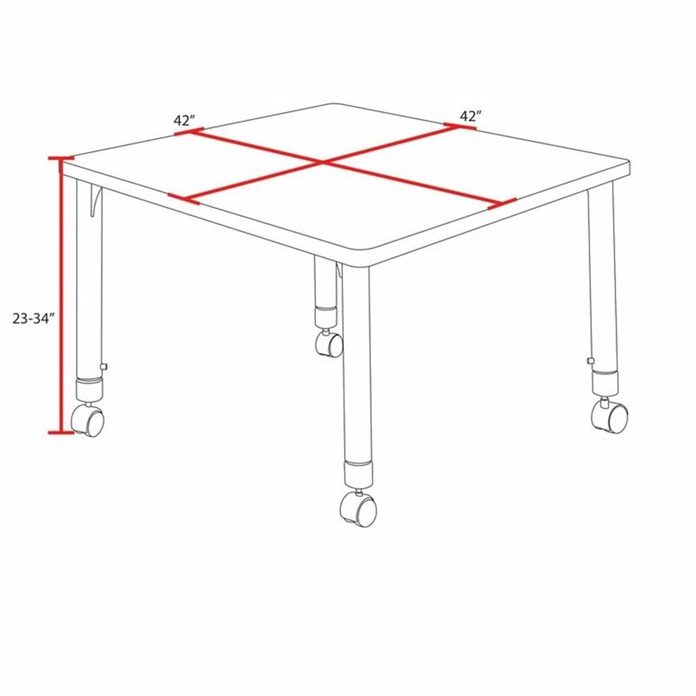 42" Square Mobile Table with 4 Blue Chairs R5856