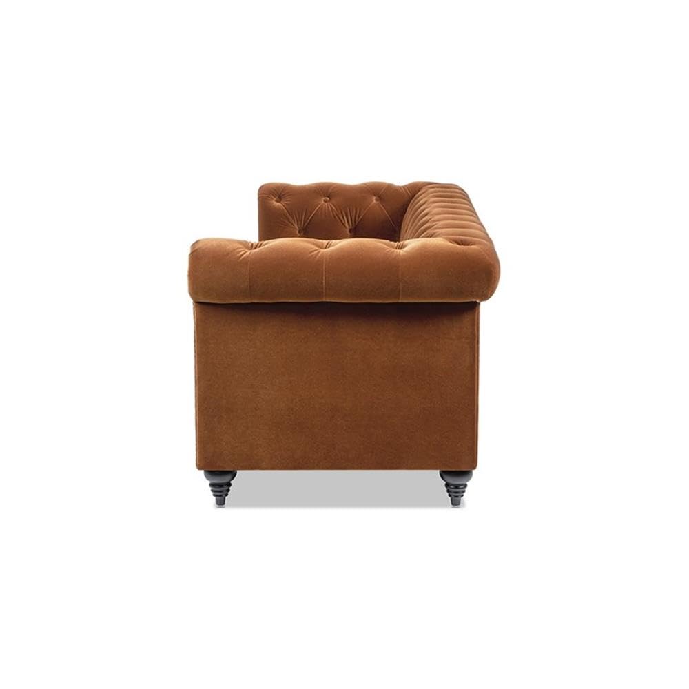 Burnt Orange Velvet Tufted Chesterfield Sofa R78885
