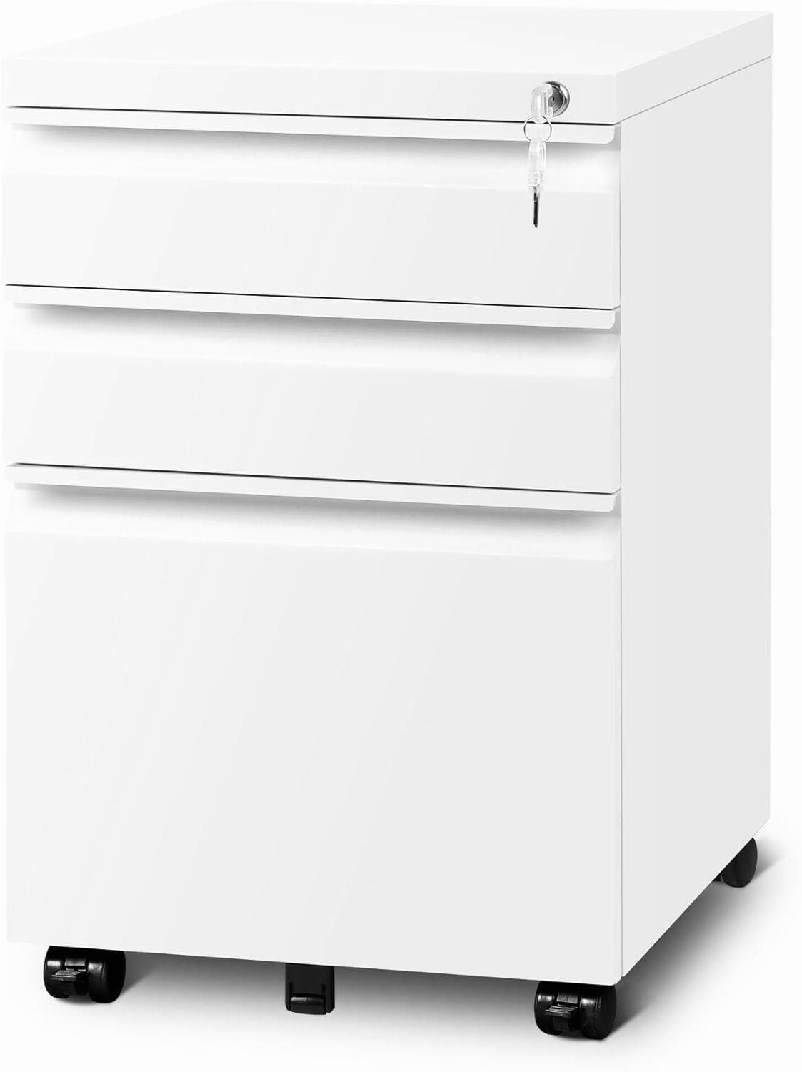3 Drawer Locking File Cabinet Matte White T373