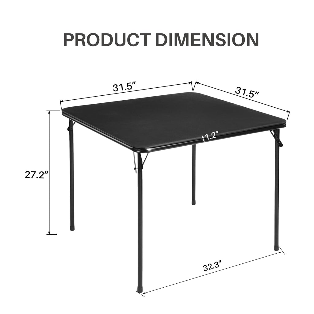 Square Folding Card Table 31.5 Inch PVC Top Metal Frame E567