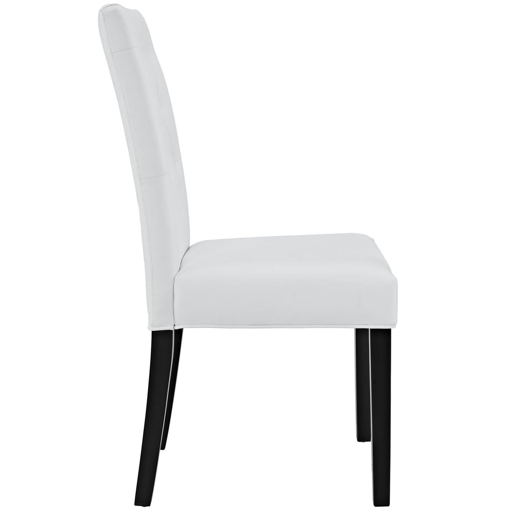 White Tufted Faux Leather Dining Chair Y5375