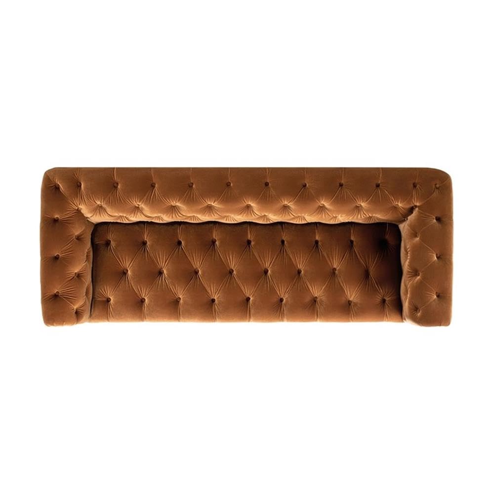 Burnt Orange Velvet Tufted Chesterfield Sofa R78885