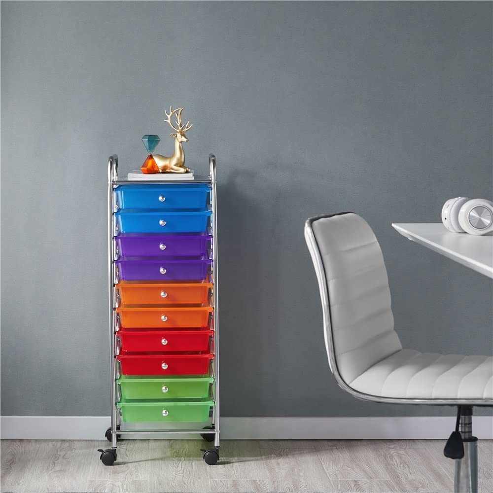 10 Drawer Rolling Storage Cart with Lockable Wheels V719435