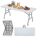 6FT White Plastic Folding Table with Carrying Handle S488