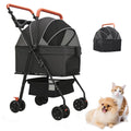 Black Foldable Pet Stroller with Storage Basket B333635