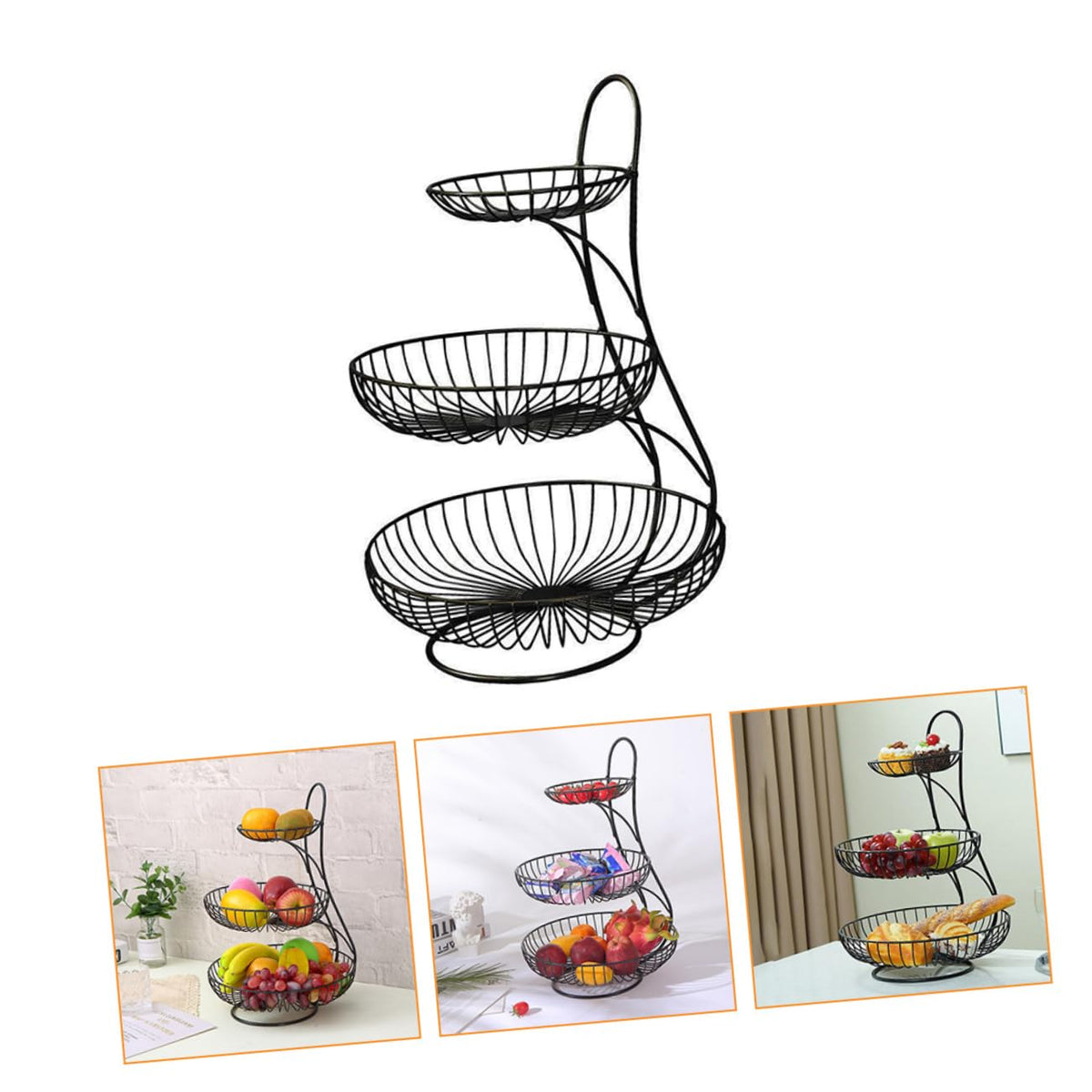 Black 3-Tier Iron Fruit Basket V895593