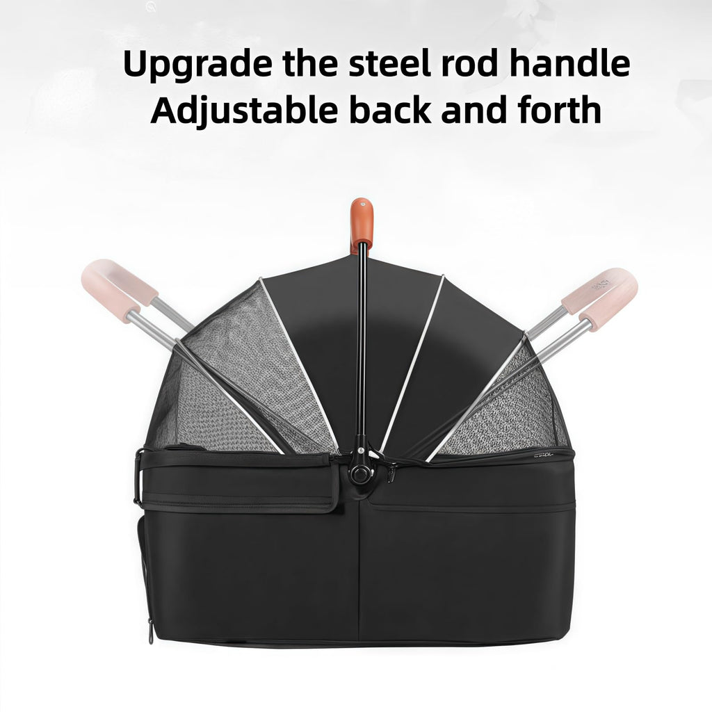 Black Foldable Pet Stroller with Storage Basket B333635