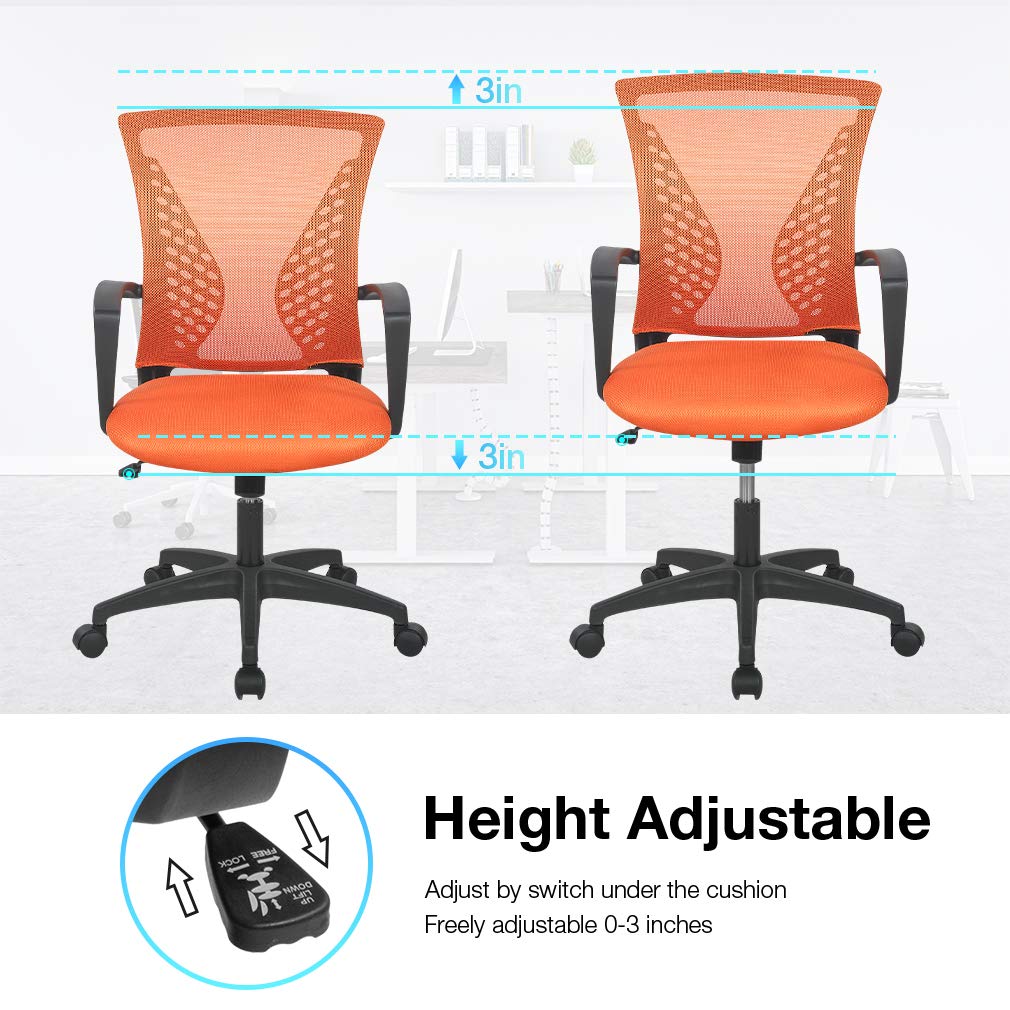 Orange Ergonomic Mesh Office Chair with Lumbar Support Armrest R6417