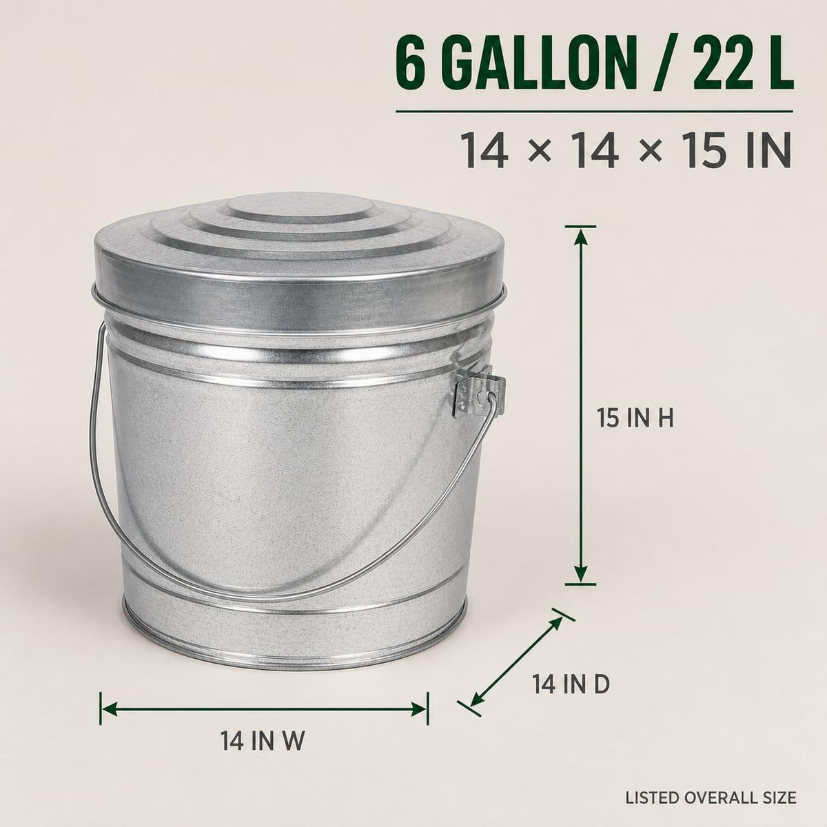 6 Gal Galvanized Steel Storage Can with Locking Lid J212