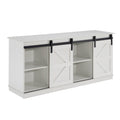 White 58" Farmhouse TV Stand with Sliding Barn Doors I87017