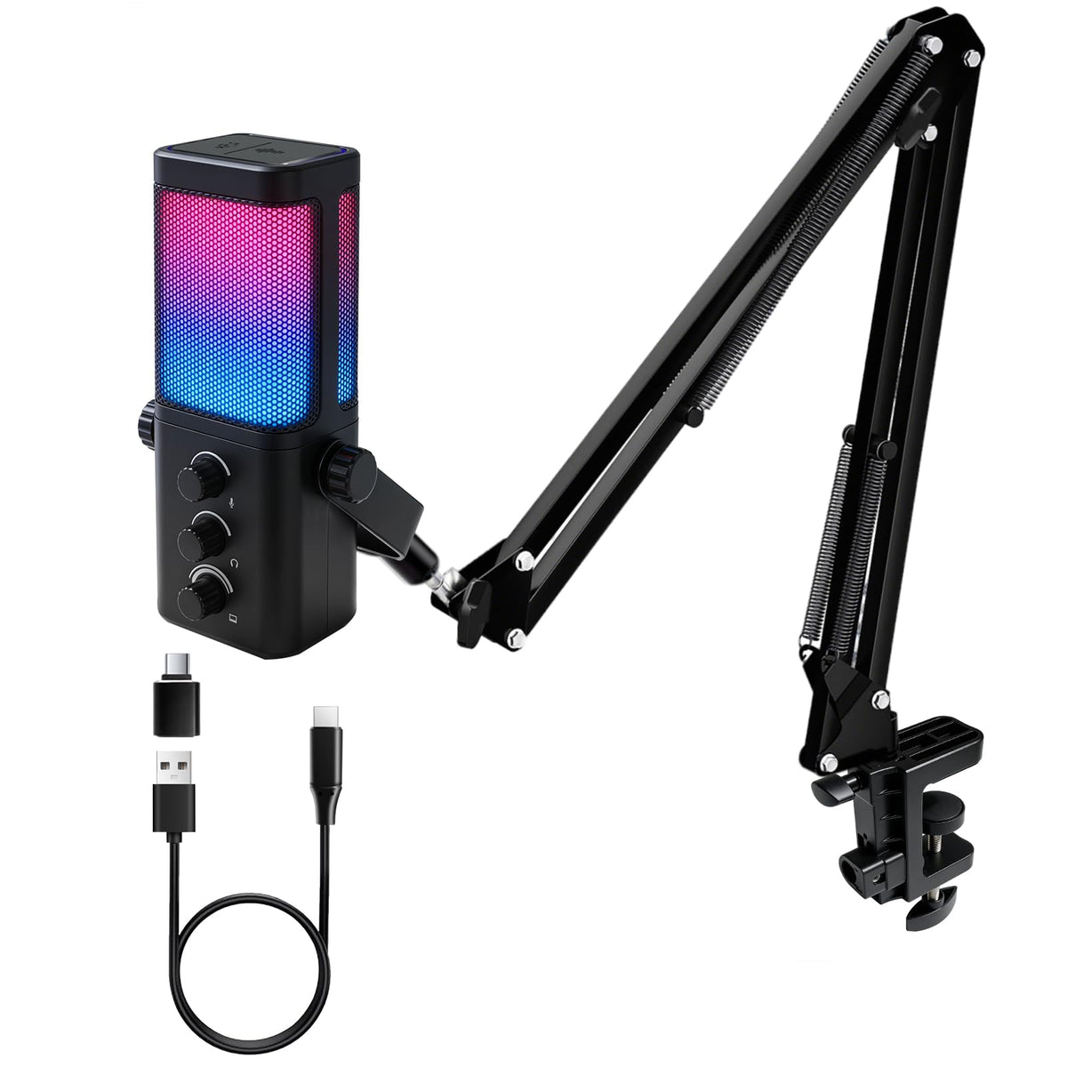 Black USB Condenser Microphone with Boom Arm P3908