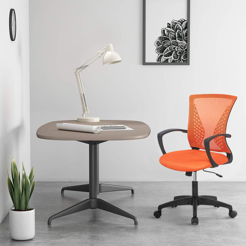 Orange Ergonomic Mesh Office Chair with Lumbar Support Armrest R6417