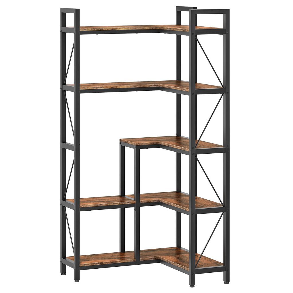 5-Tier L-Shaped Corner Bookshelf with Metal Frame N403363