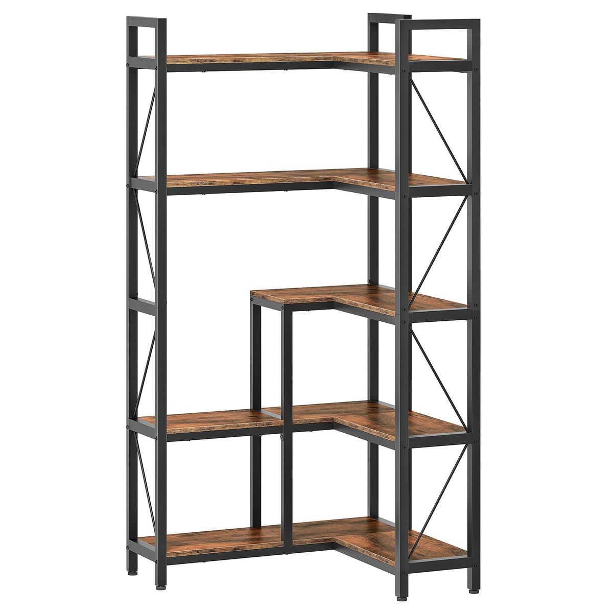 5-Tier L-Shaped Corner Bookshelf with Metal Frame N403363