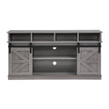 Grey Wood TV Stand with Sliding Barn Doors and 4 Drawers J30121