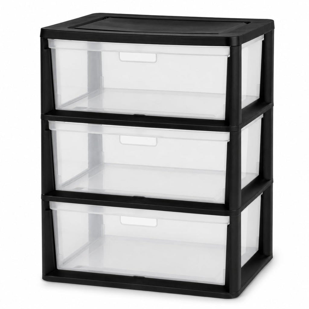 3 Drawer Storage Tower with Clear Bins O562