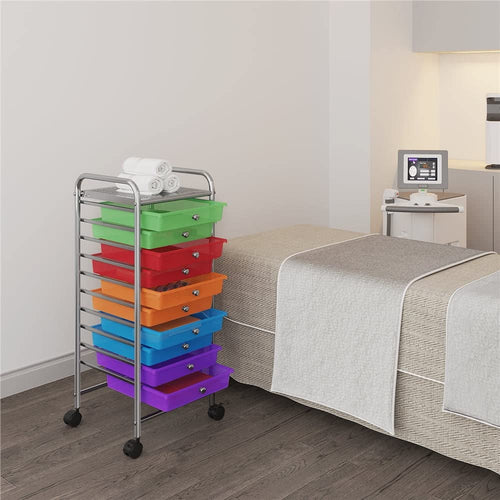 10 Drawer Rolling Storage Cart with Lockable Wheels V719435