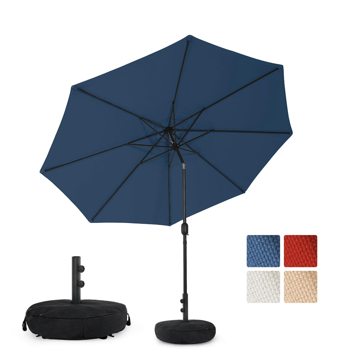Red Patio Umbrella with Tilt and Crank J36161