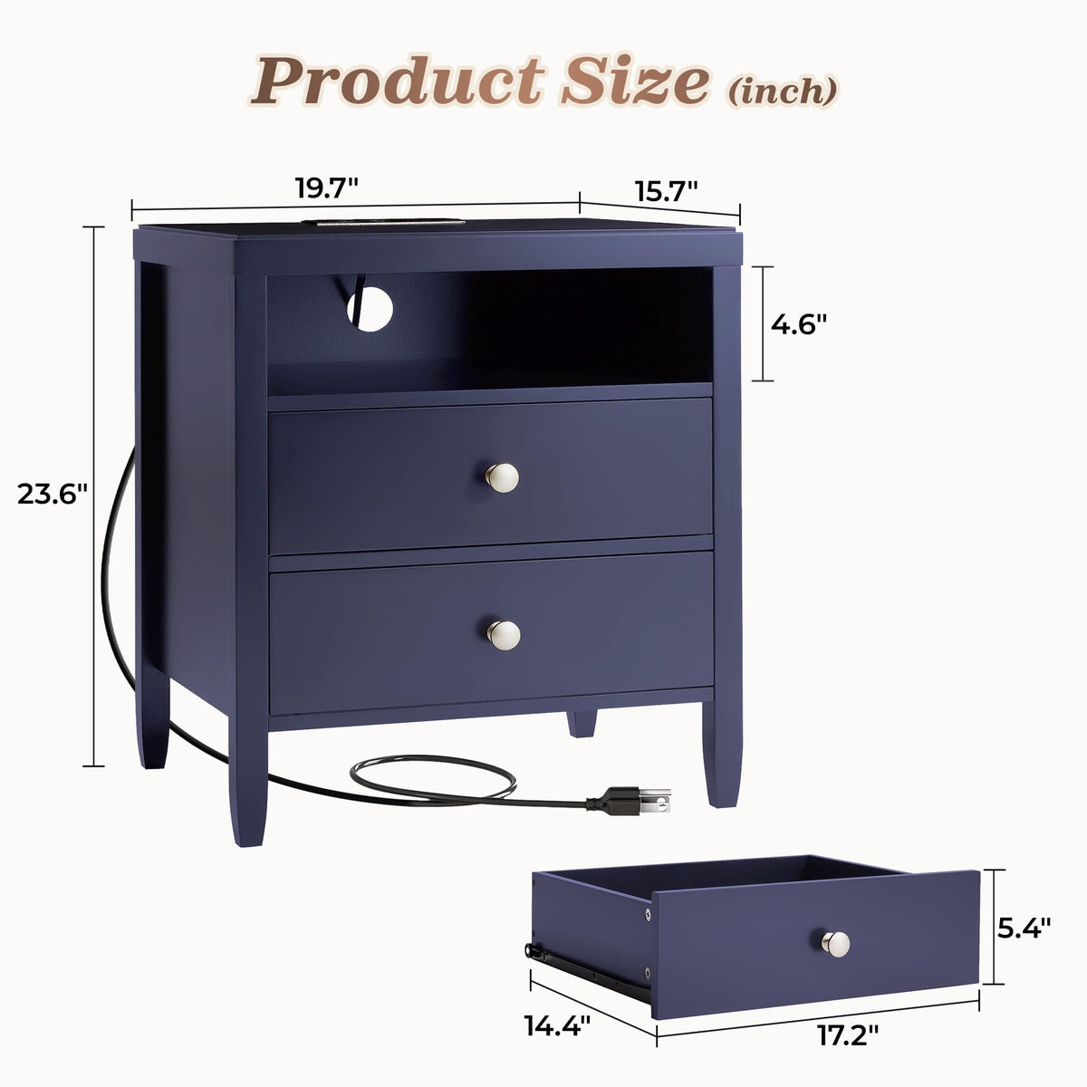 Blue Nightstand Set of 2 V110797