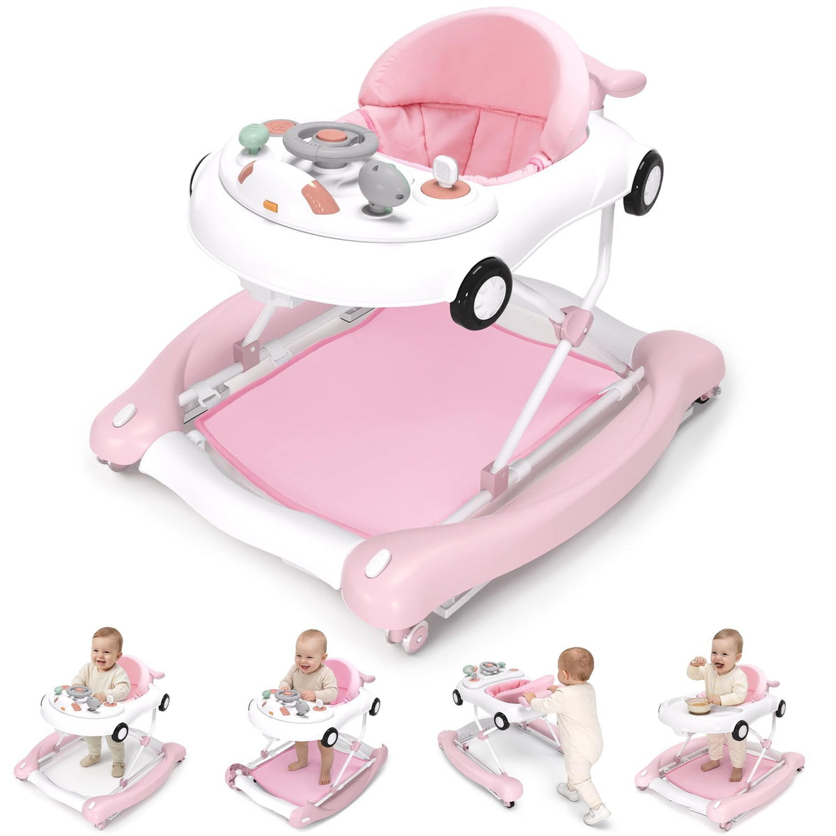 5-in-1 Convertible Baby Walker with Steering Wheel Music Activity Center P76832