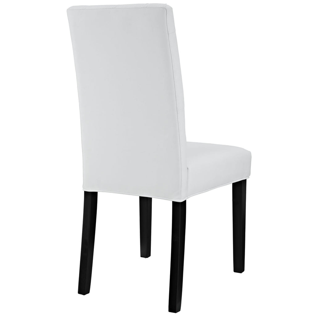 White Tufted Faux Leather Dining Chair Y5375