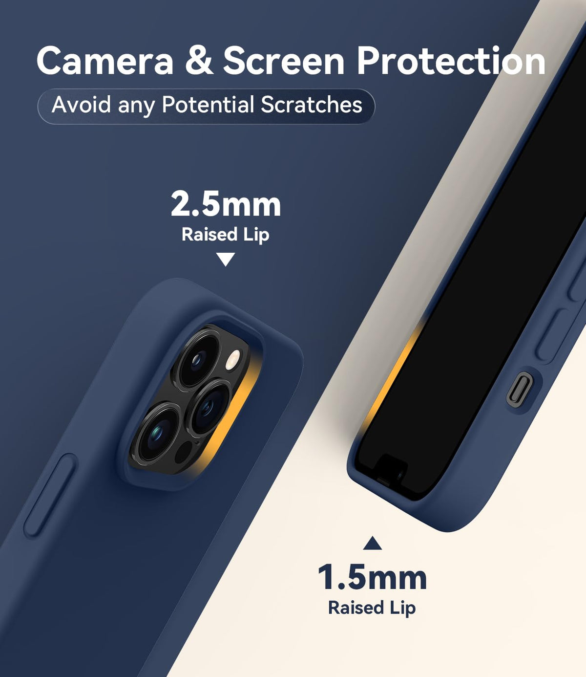 Magnetic Silicone Phone Case with Microfiber Lining, 6.7 inch, Navy Blue N18000