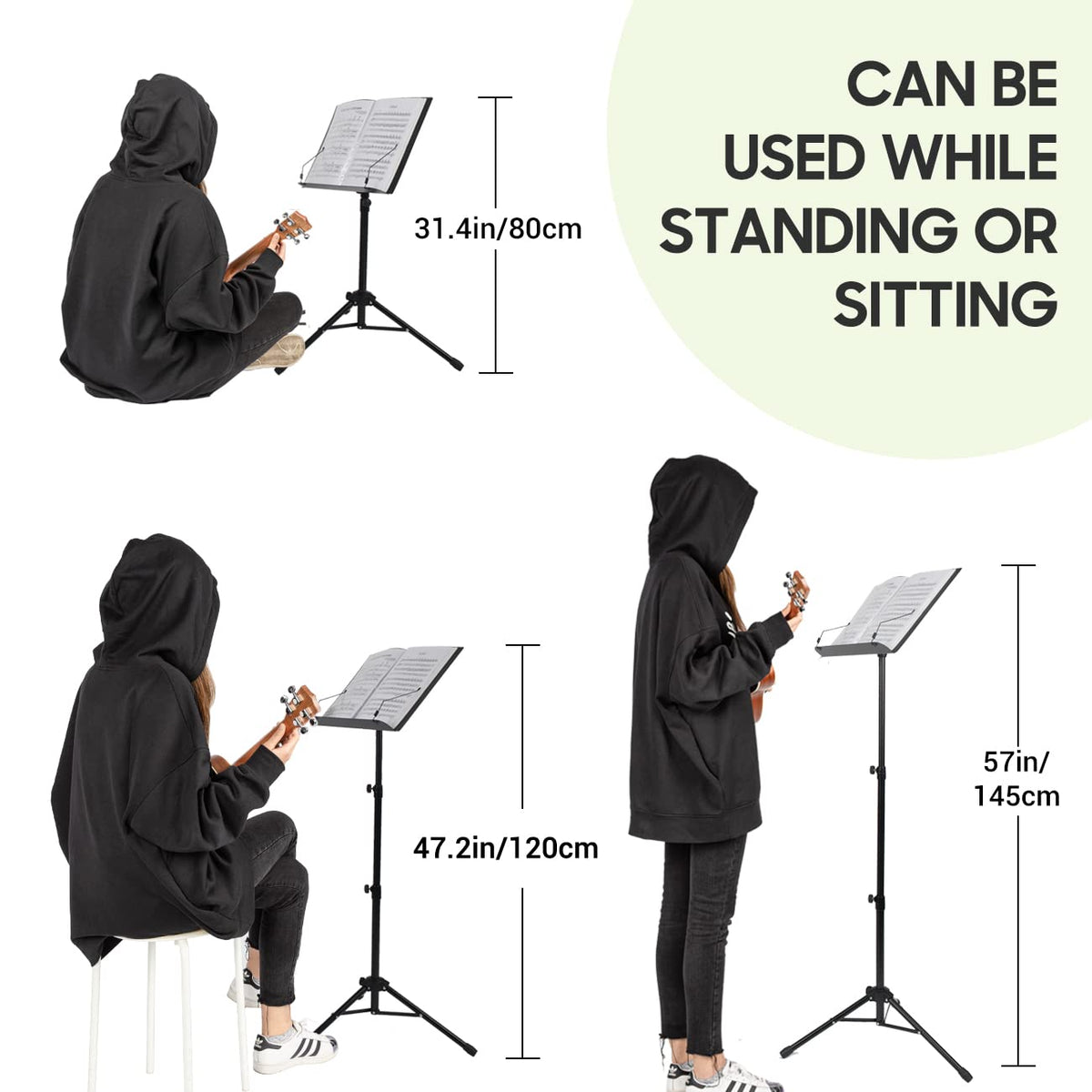 Adjustable Metal Sheet Music Stand with Carry Bag D234359
