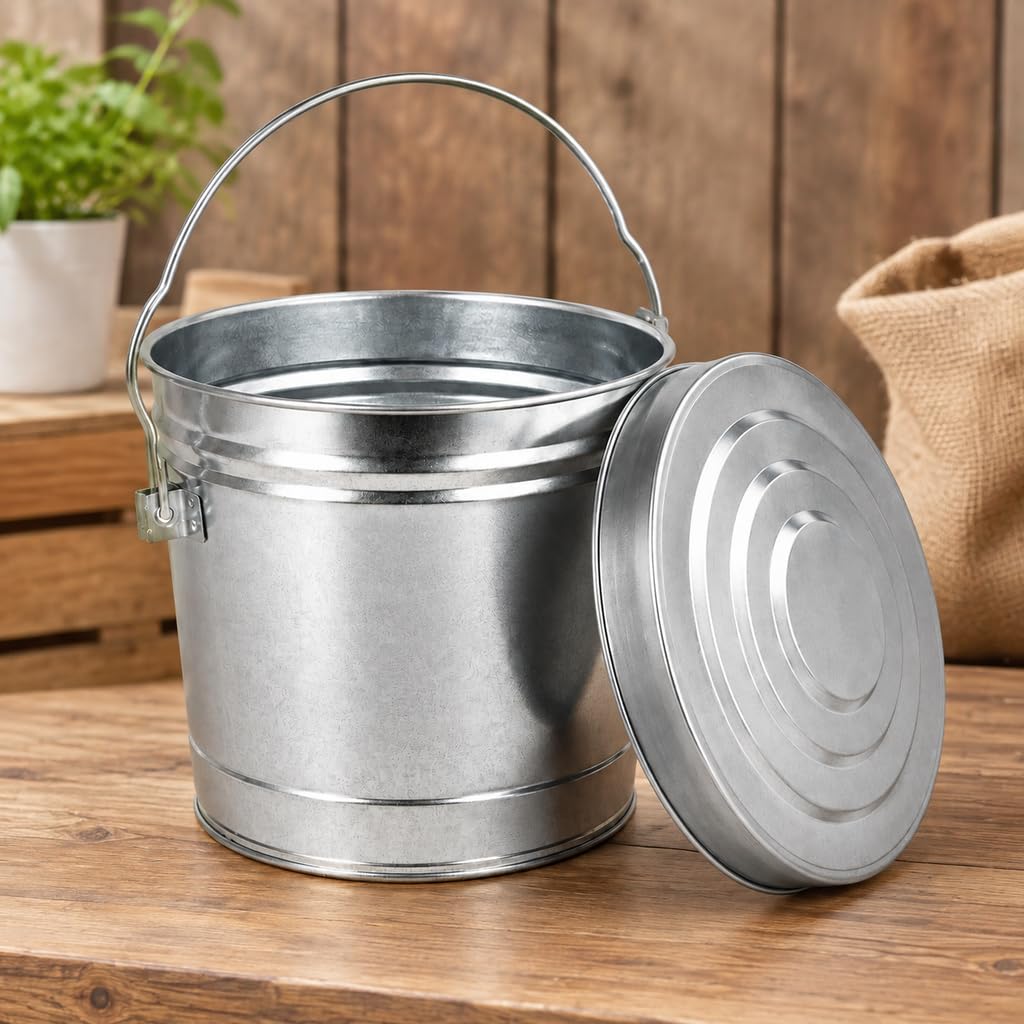 6 Gal Galvanized Steel Storage Can with Locking Lid J212