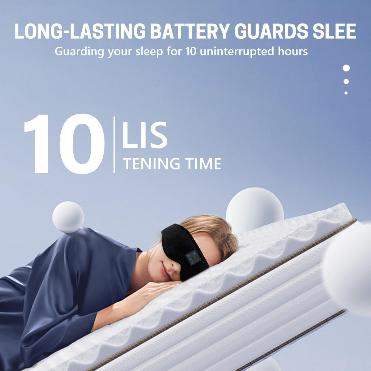 Sleep Mask with Bluetooth Headphones 3D Contour Blackout A46257