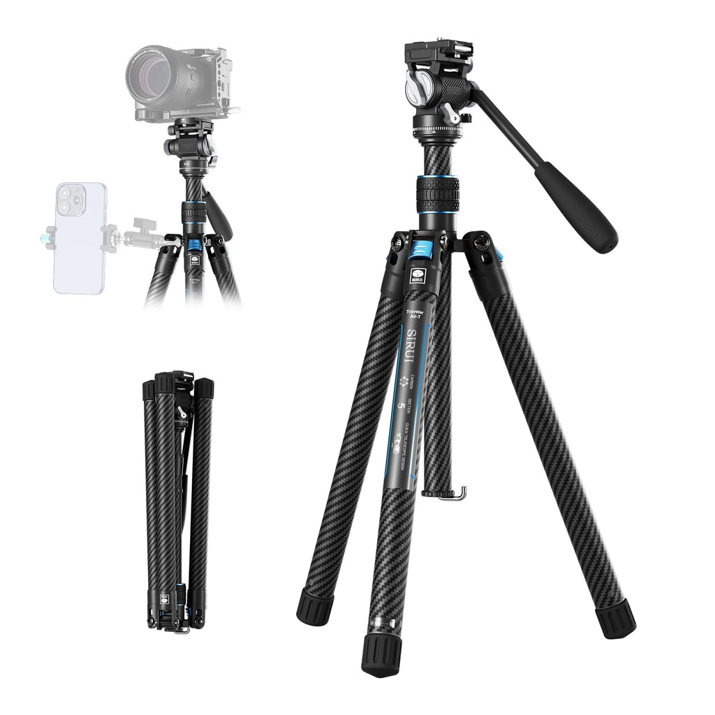 Carbon Fiber Camera Tripod with Fluid Head D616