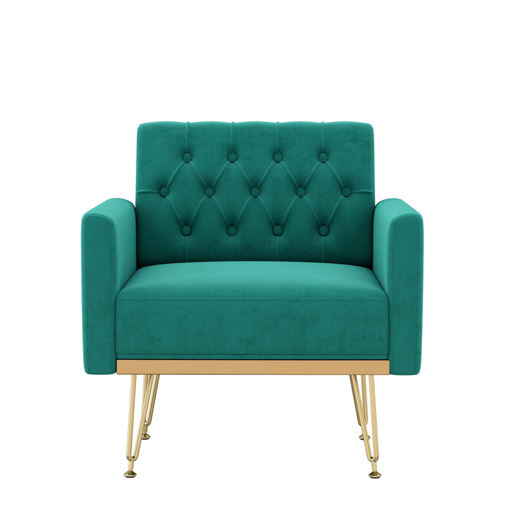 Oversized Velvet Tufted Accent Chair with Gold Legs Y338947