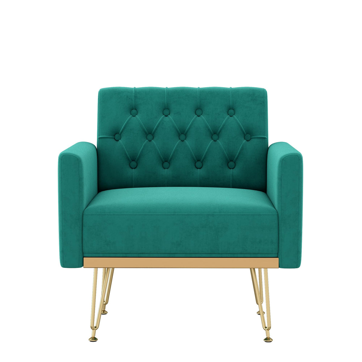 Oversized Velvet Tufted Accent Chair with Gold Legs Y338947