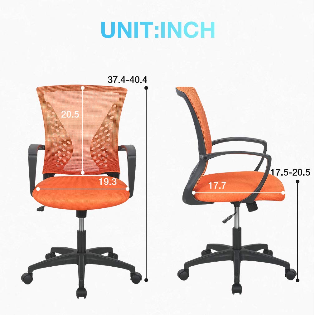 Orange Ergonomic Mesh Office Chair with Lumbar Support Armrest R6417