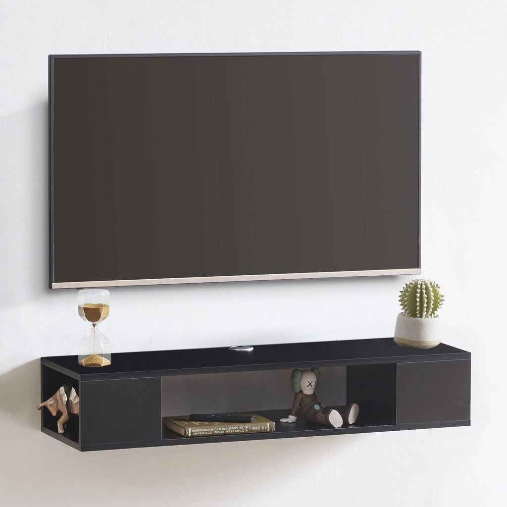 Black Wall Mounted Floating TV Stand with Storage I337