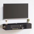 Black Wall Mounted Floating TV Stand with Storage I337