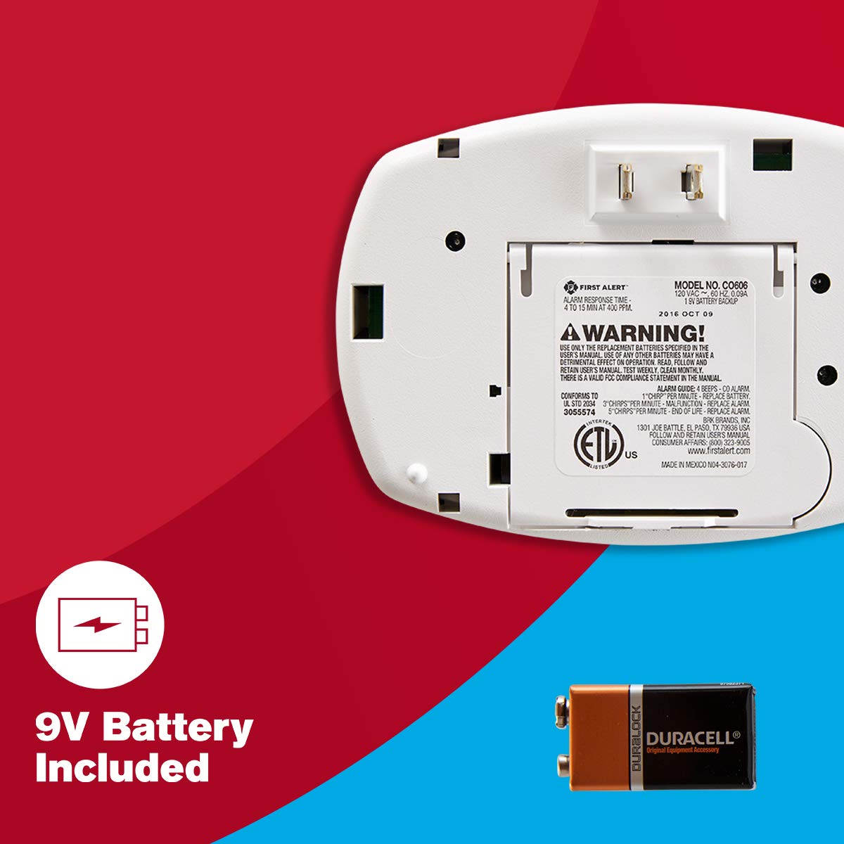 Carbon Monoxide Detector with Battery Backup E9135
