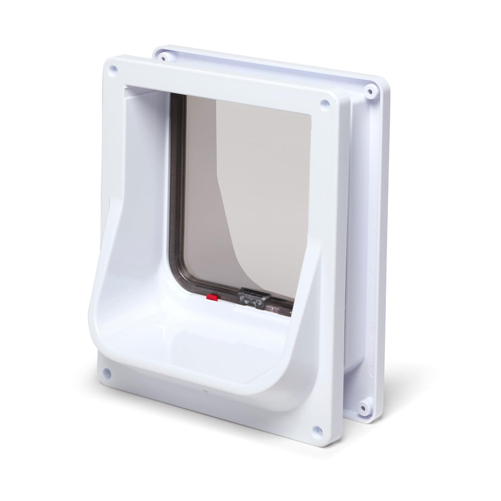 Electromagnetic 4-Way-Locking Cat Flap with 2 Collar Keys White J9156
