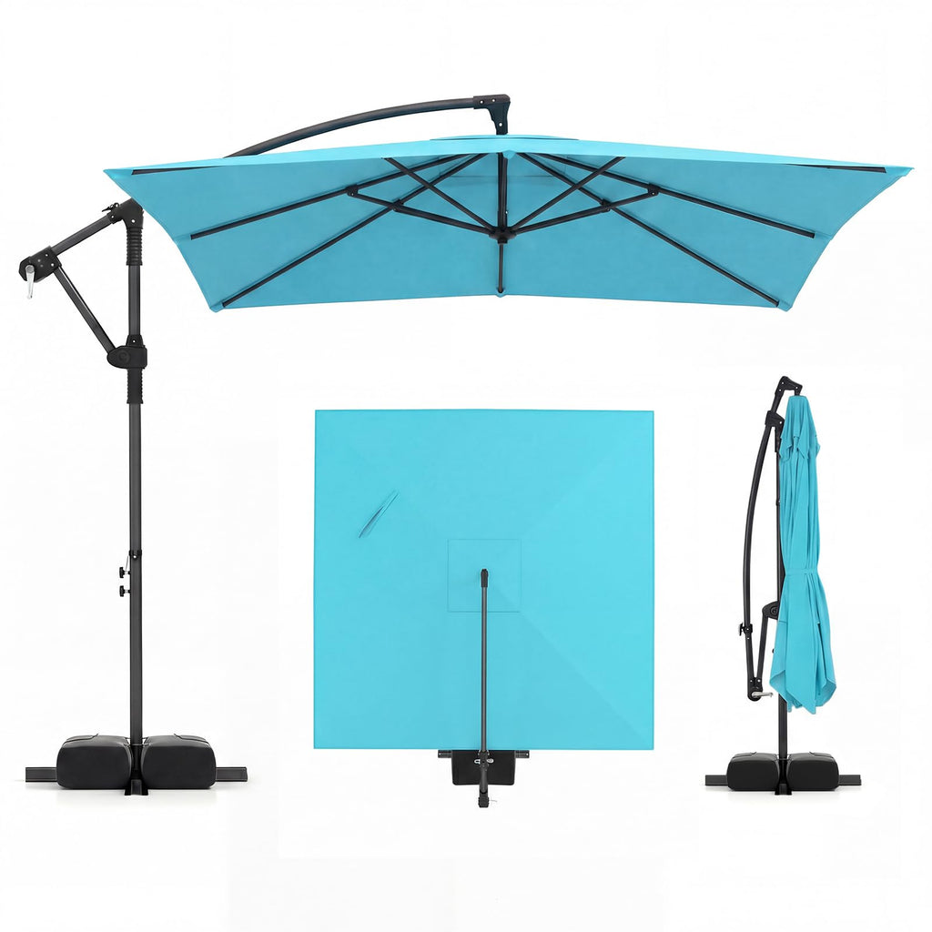 8x8 FT Square Offset Cantilever Patio Umbrella with Base H1406