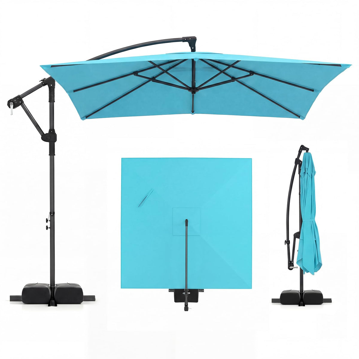 8x8 FT Square Offset Cantilever Patio Umbrella with Base H1406
