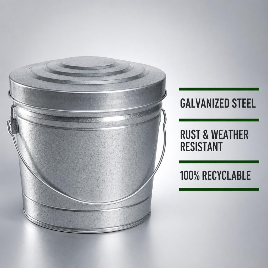 6 Gal Galvanized Steel Storage Can with Locking Lid J212