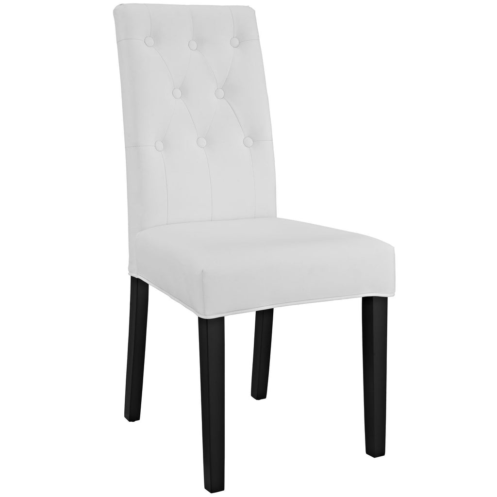 White Tufted Faux Leather Dining Chair Y5375