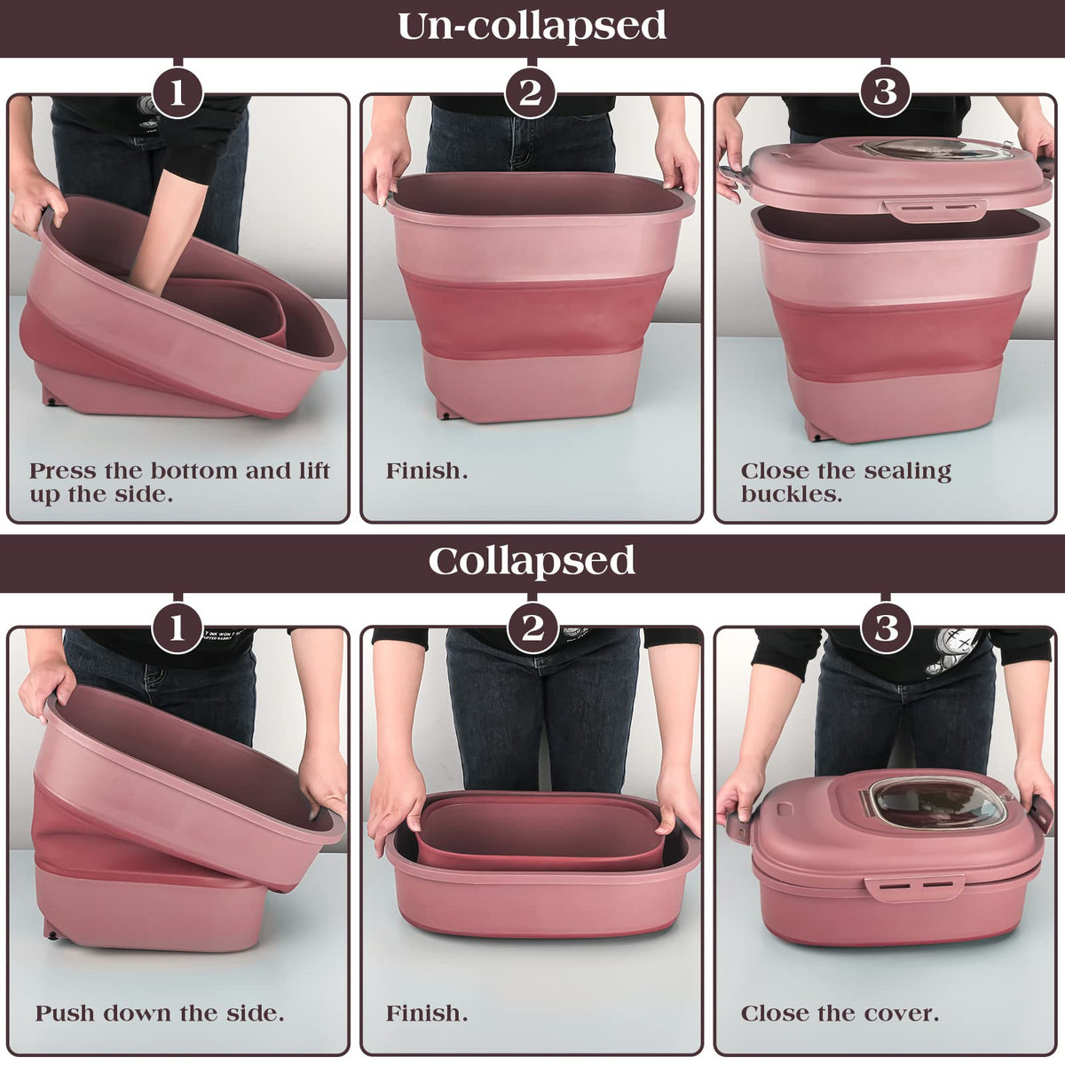 Airtight Collapsible Pet Food Storage Container with Scoop O95555