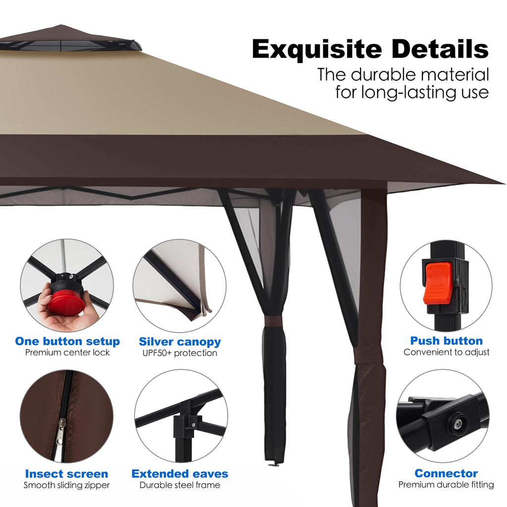 13x13 Pop Up Gazebo with Mosquito Netting Sidewall P856