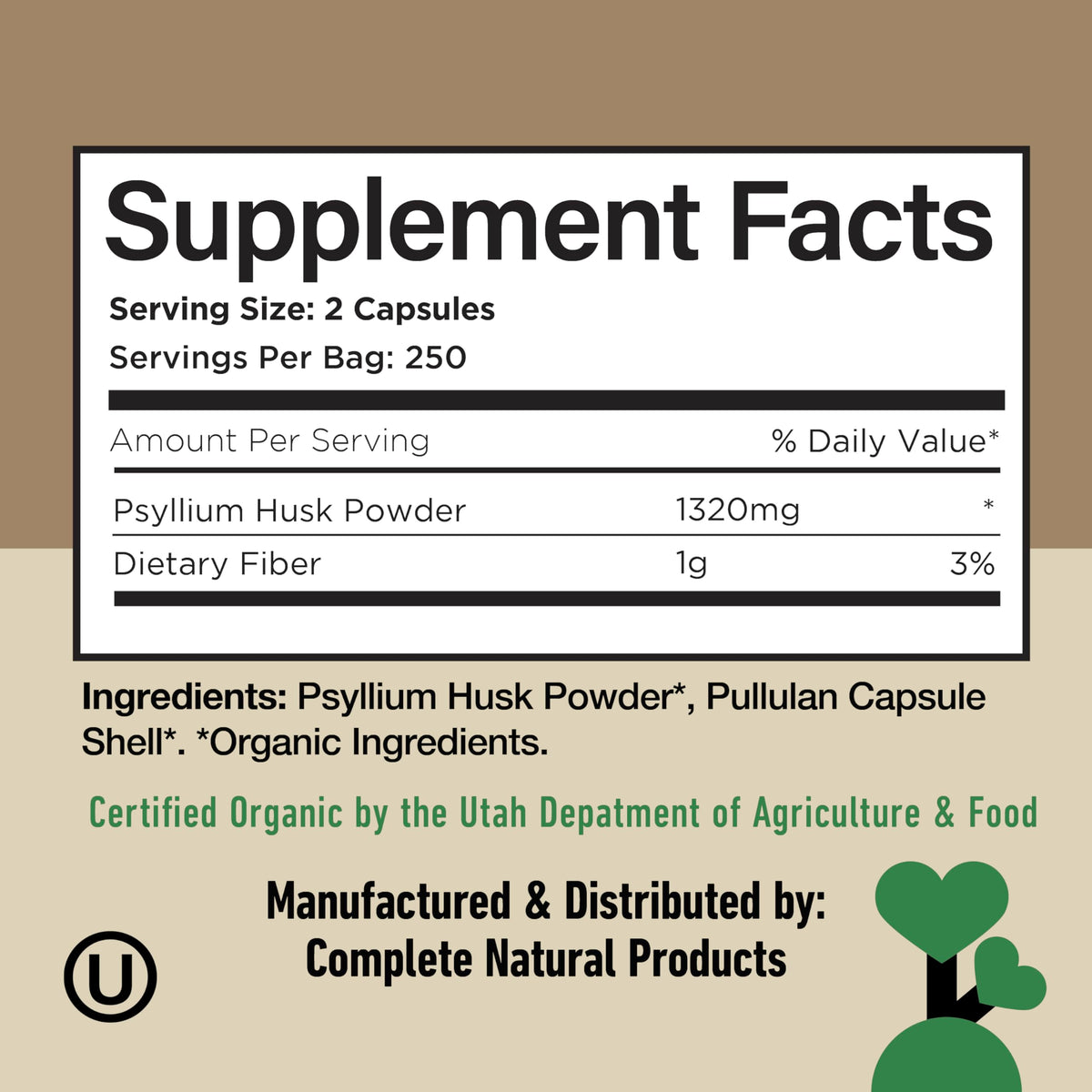 Organic Psyllium Husk Capsules 660mg 500ct S6574
