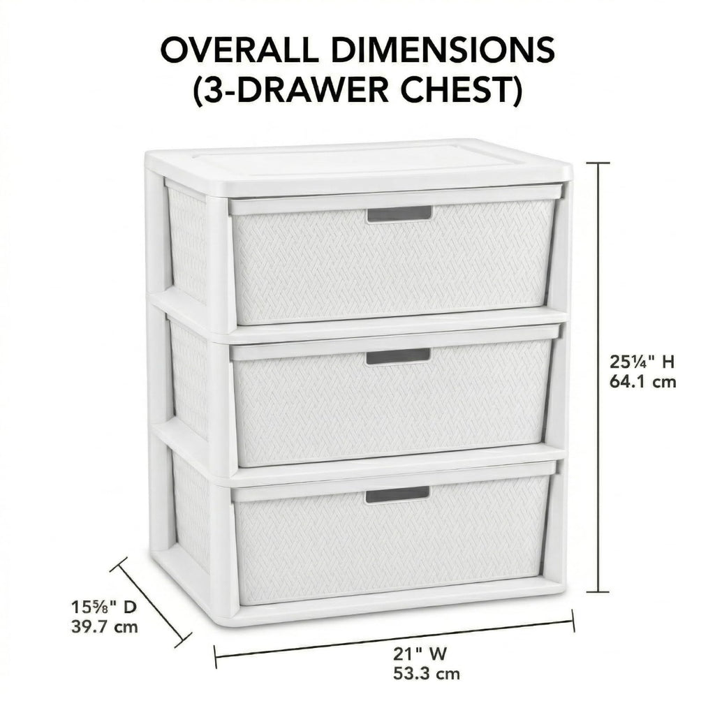 Opaque White 3-Drawer Plastic Storage Tower T97828