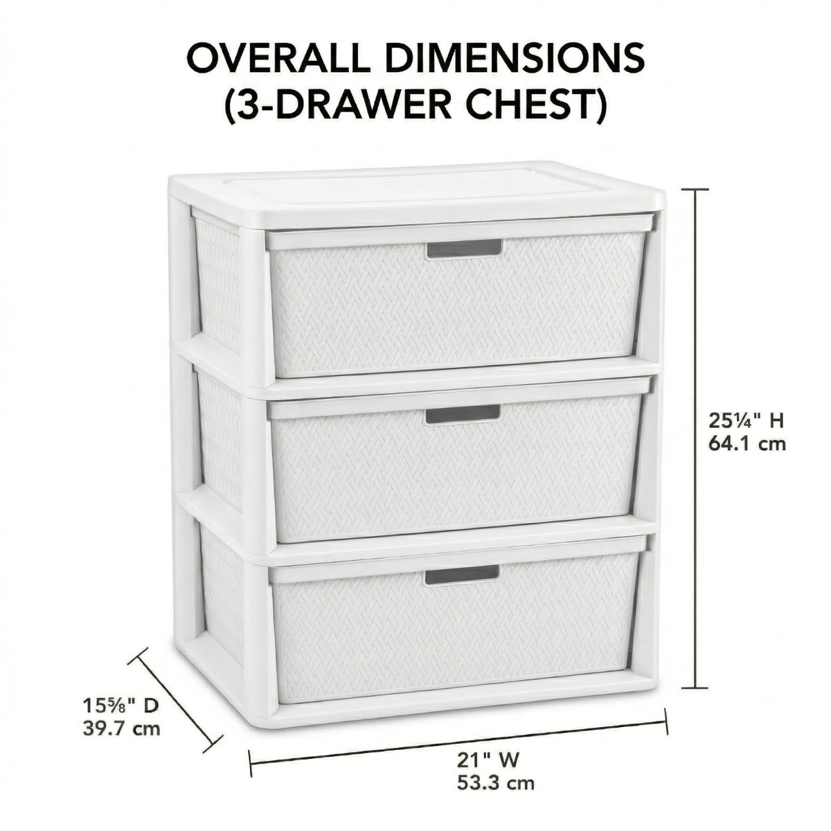 Opaque White 3-Drawer Plastic Storage Tower T97828