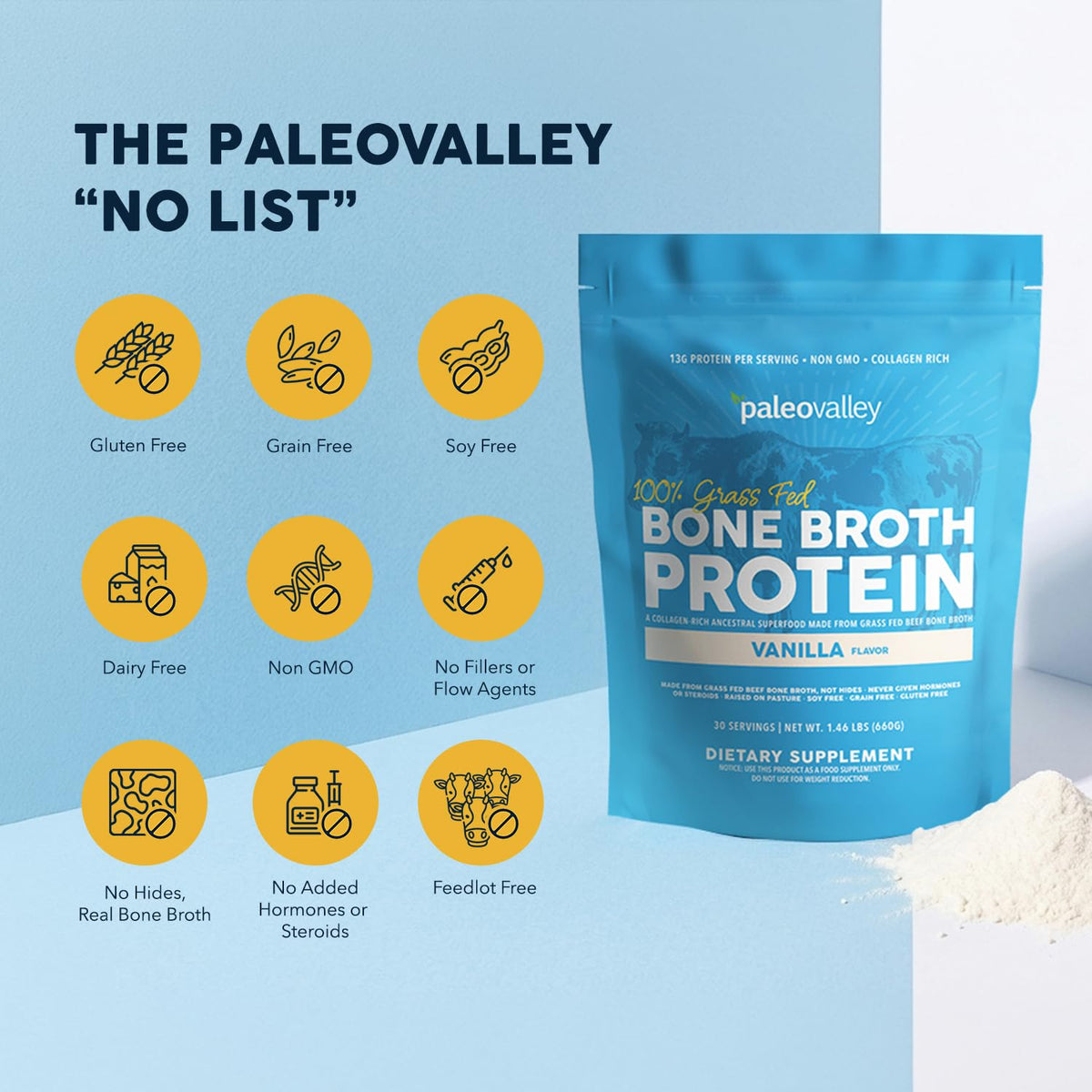 Grass Fed Bone Broth Protein Powder Vanilla O9870