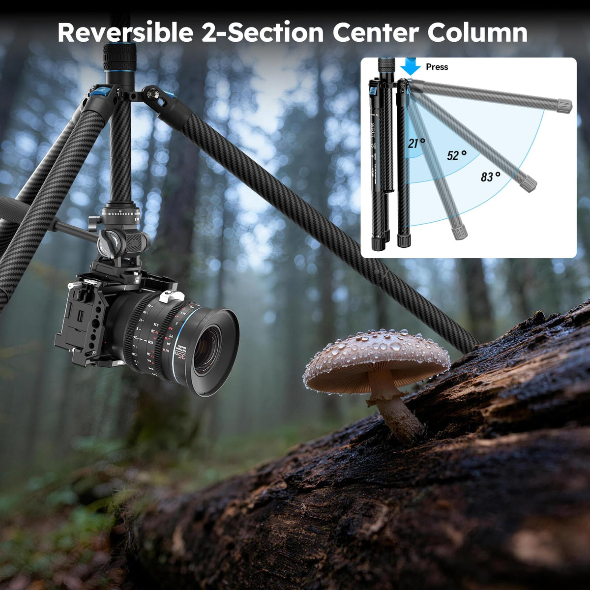 Carbon Fiber Camera Tripod with Fluid Head D616