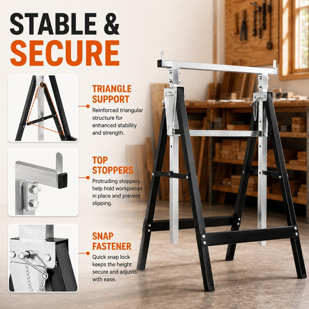 2 Pack Height Adjustable Folding Saw Horses U41180