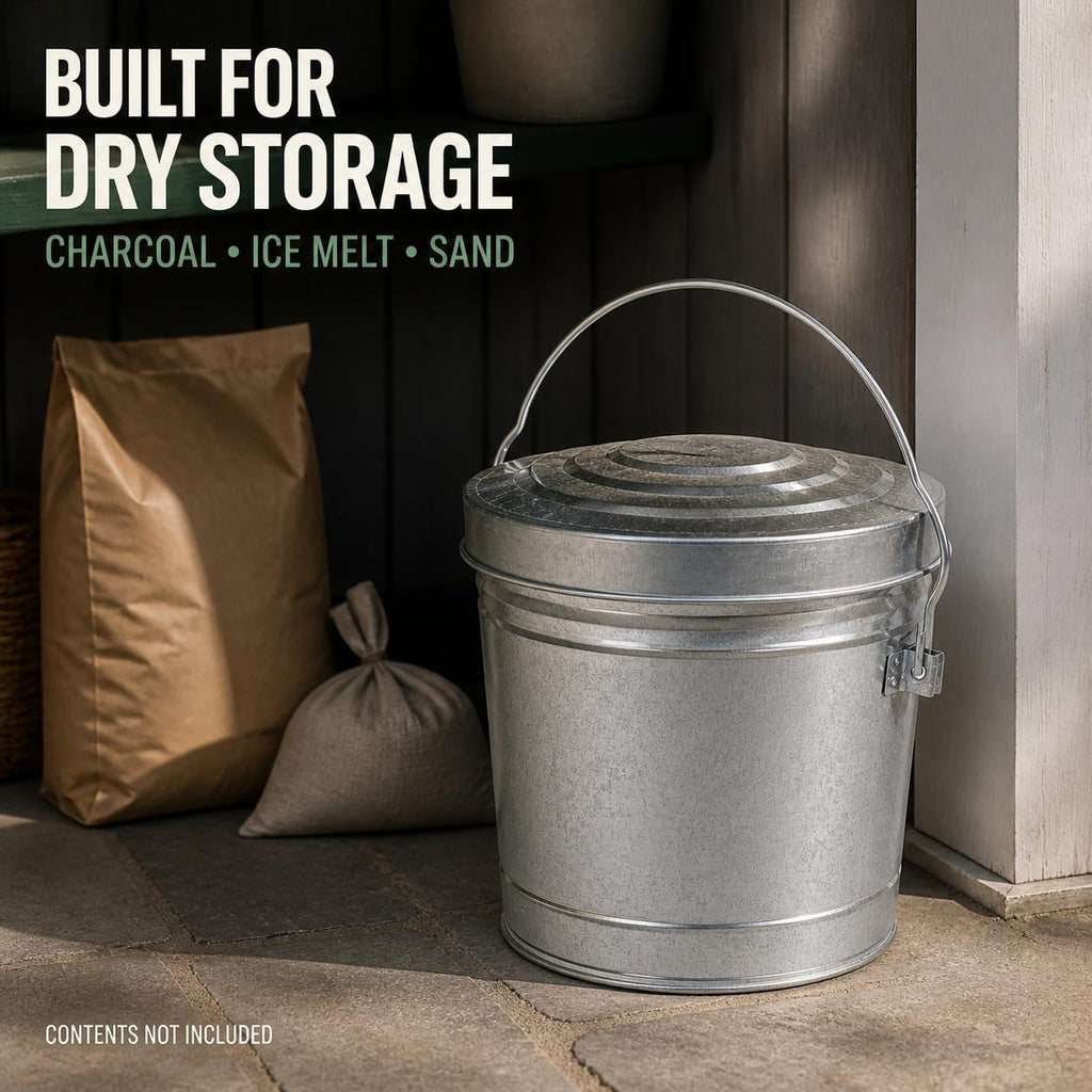 6 Gal Galvanized Steel Storage Can with Locking Lid J212